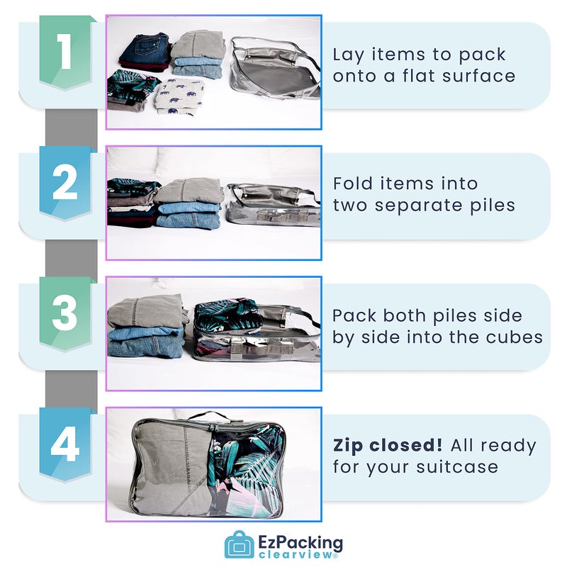 EzPacking Large Clear Travel Packing Cube/See-Through PVC Organizer for Suitcase/Multipurpose Pouch w/Handle/Dress Shirts, Pants, Cashmere, Sweaters & Seasonal Linen Storage Protection (Royal Blue) - Image 5